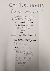 Flyer announcing Ezra Pound publication of Ezra Pound's Cantos 110-116