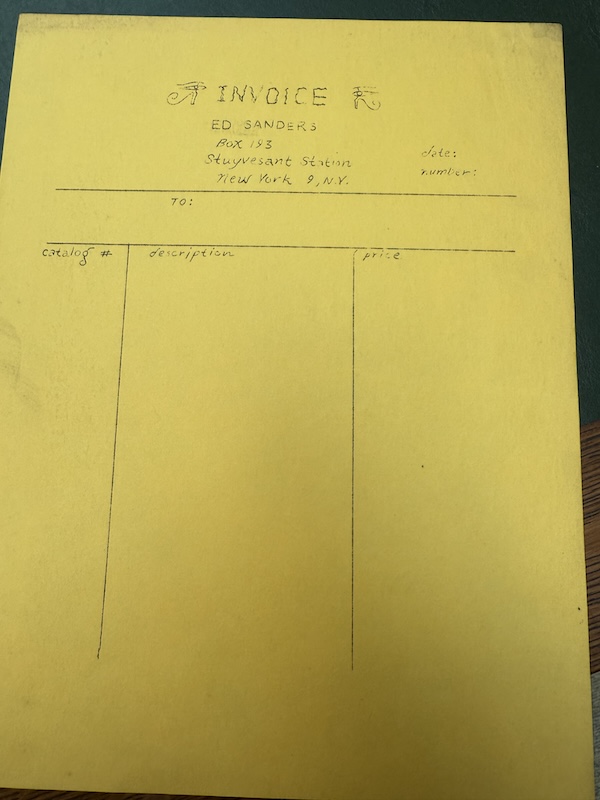 Ed Sanders Blank Invoice